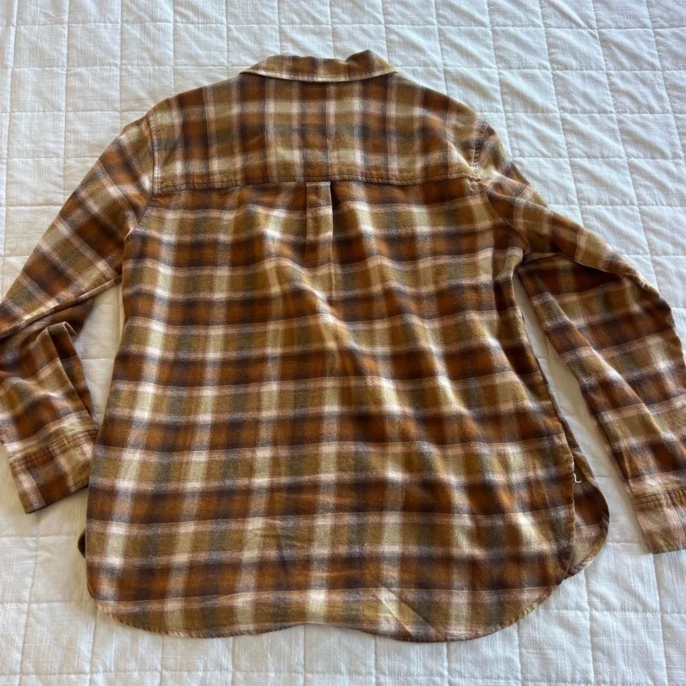 SO 100% Cotton Brown & Tan Plaid Flannel | Button-Up Shirt
